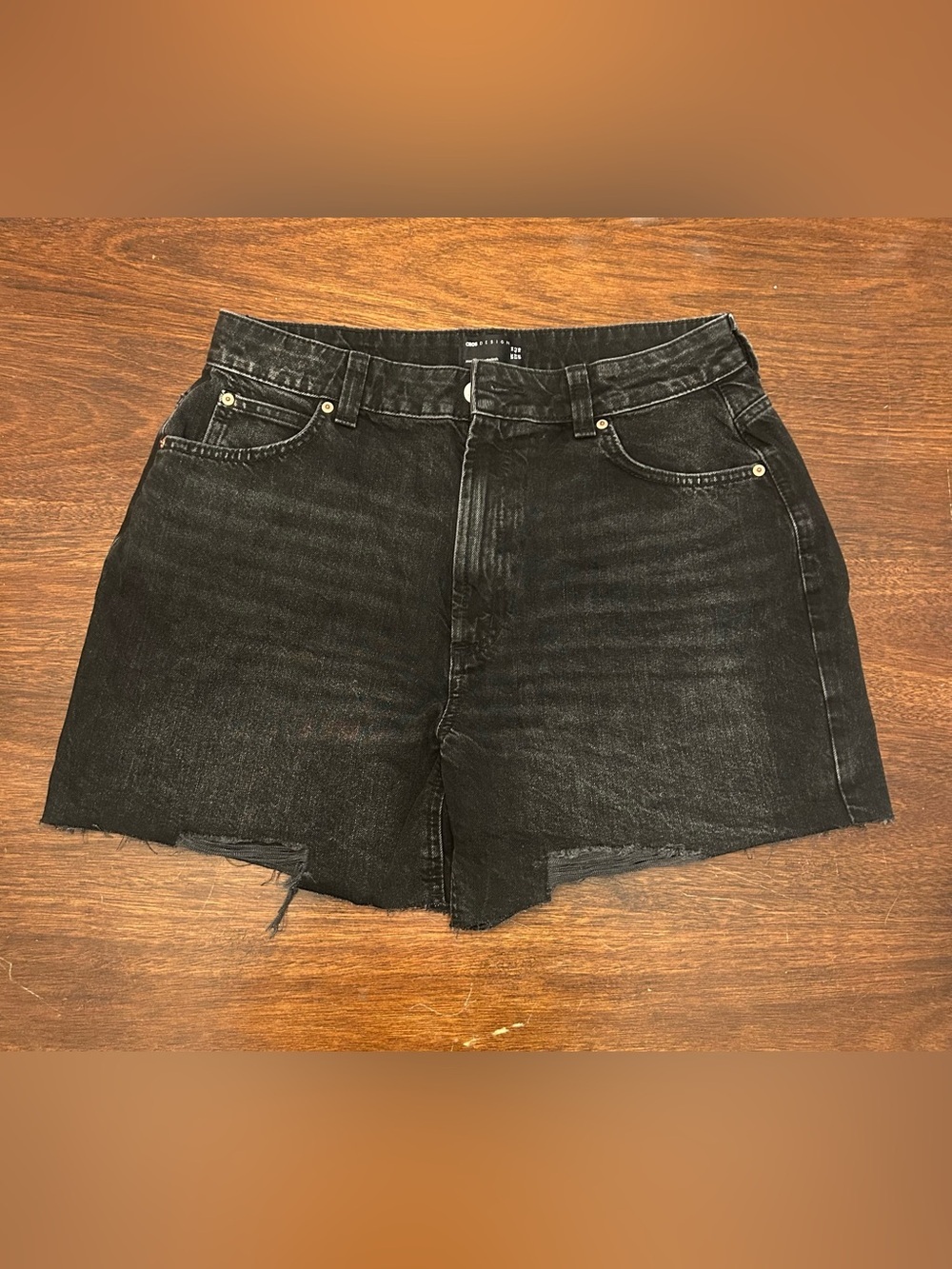 ASOS Curve Washed Black High-Rise Denim Shorts